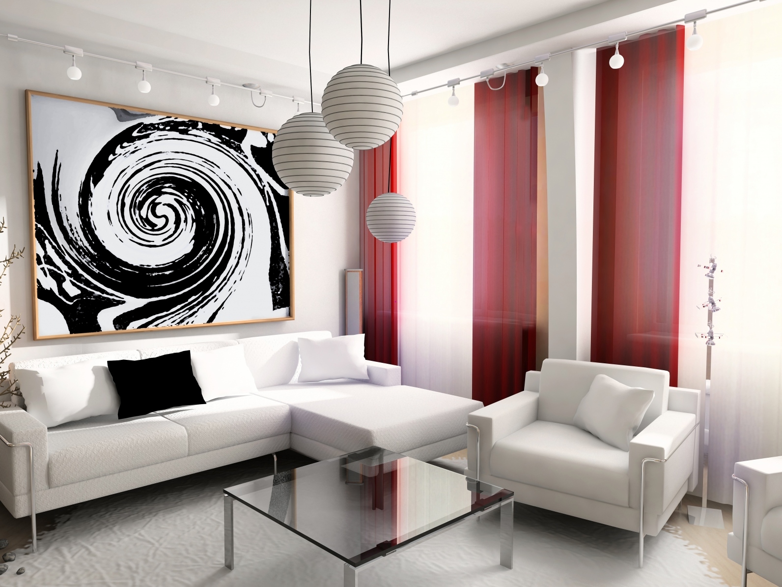 Modern Red And White Living Room for Living room