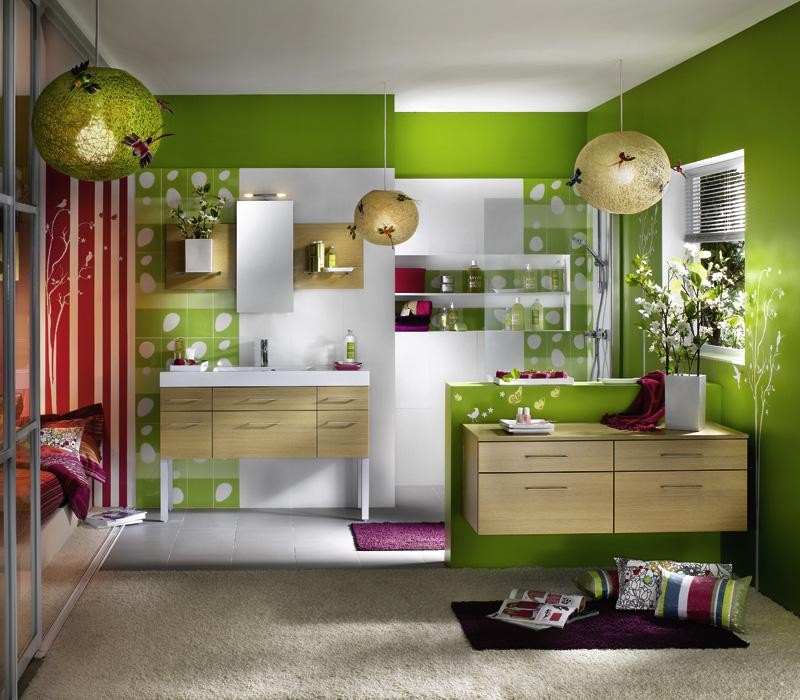 ديكورات حمامات منازل تحفة Gorgeous-green-bathroom-delpha