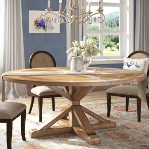 Inch Round Pedestal Dining Table Made From Solid Wood Farmhouse