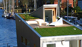 Modern House Boat with Rooftop Garden