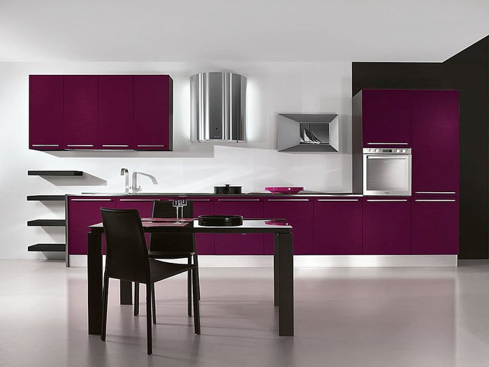 purple kitchen walls yellow accents