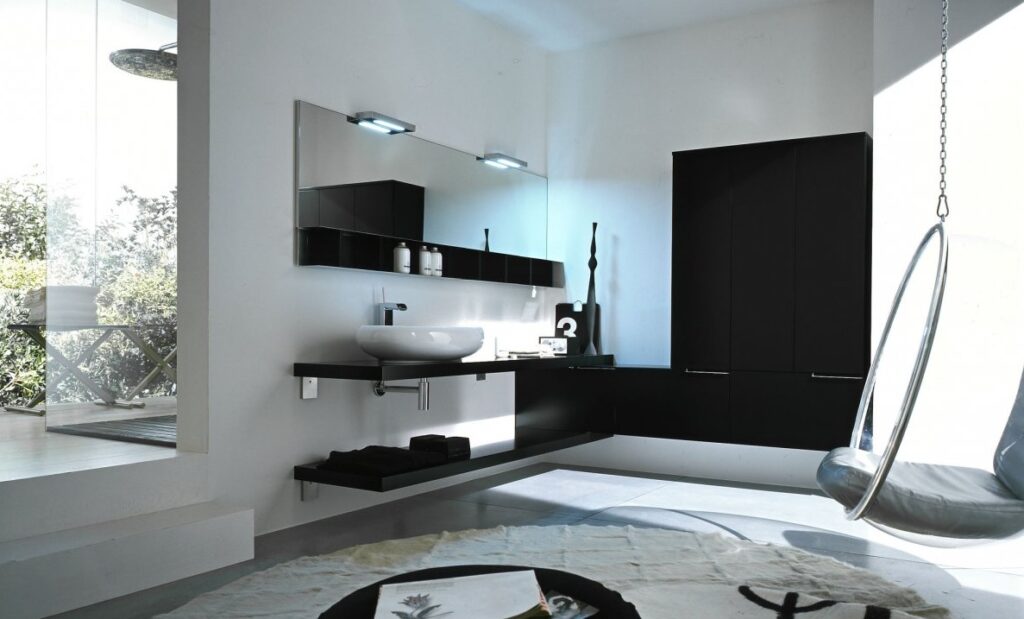 black and white bathroom