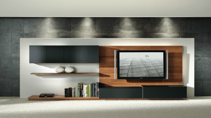 Wood back entertainment unit | Interior Design Ideas