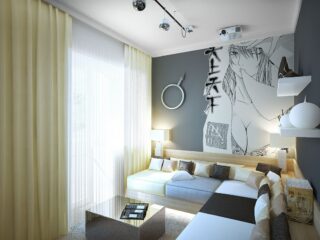 A Room Decorated In Two Distinct Styles