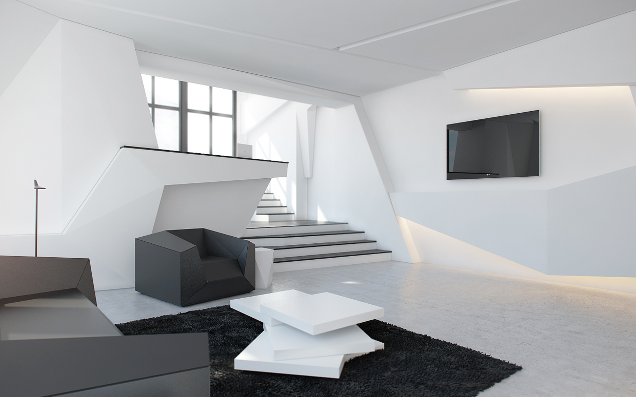 futuristic interior design living room