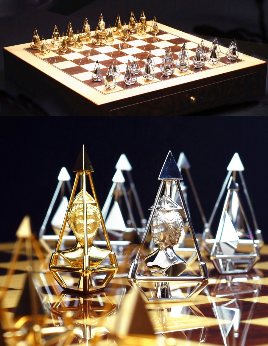 Luxury Metal Chess Set International Chess Travel Stone Minimalist
