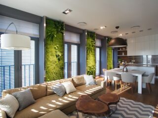 Incredible Vertical Garden Walls Bring Vibrant Life to a Contemporary Apartment Interior