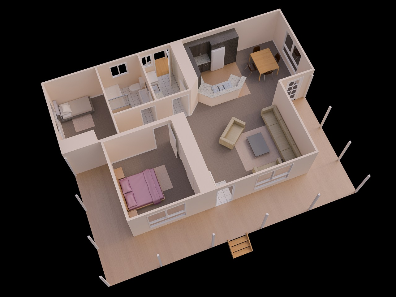 25 More 2 Bedroom 3D Floor Plans