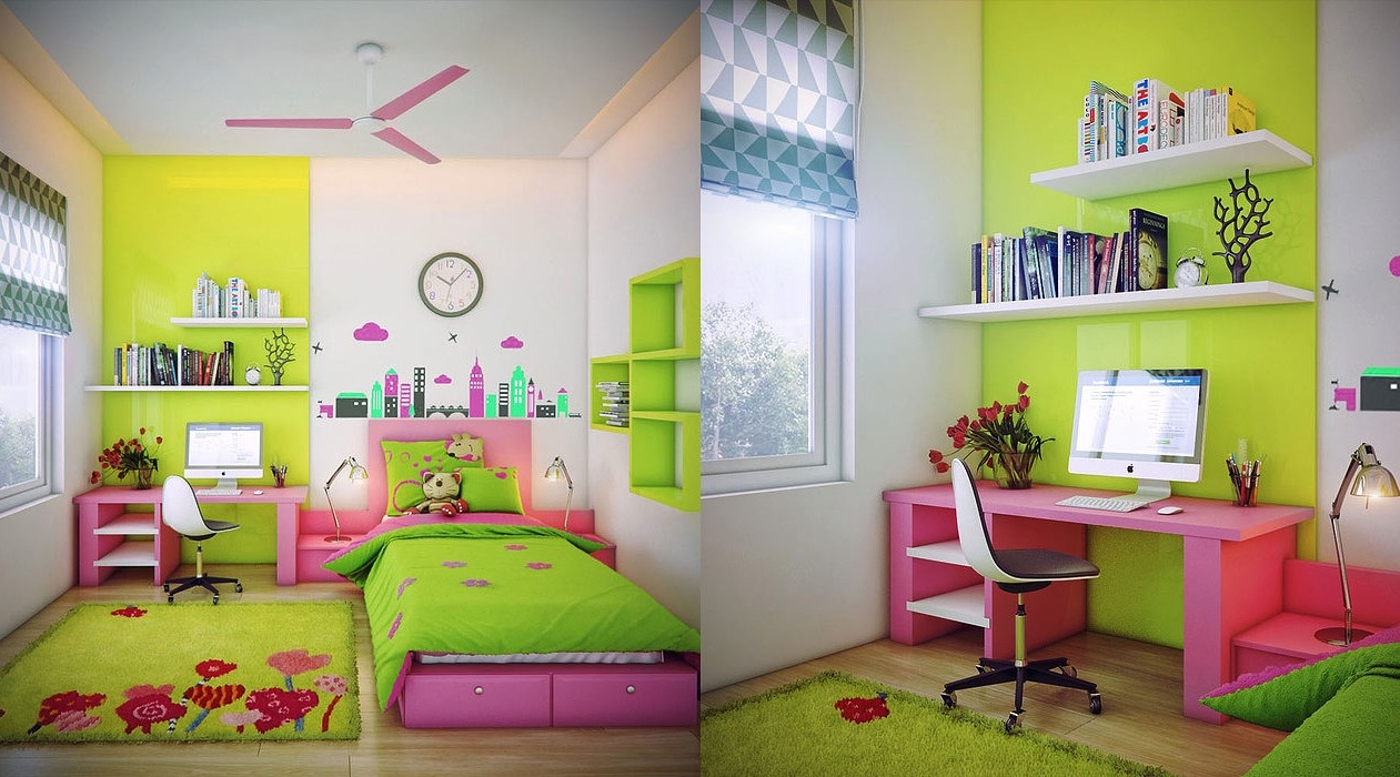 lime green rooms for girls