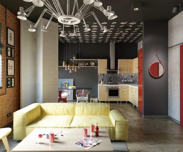 Red And Black Industrial Interior 