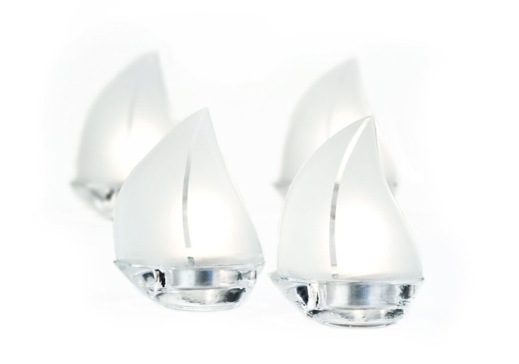 glass sailboat tea light holders