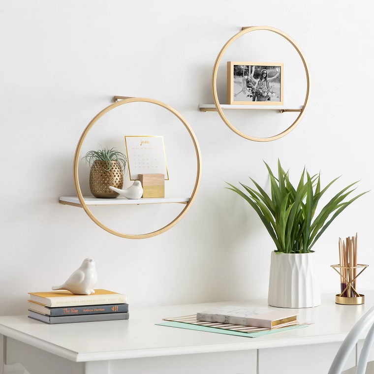 Two round wall shelves