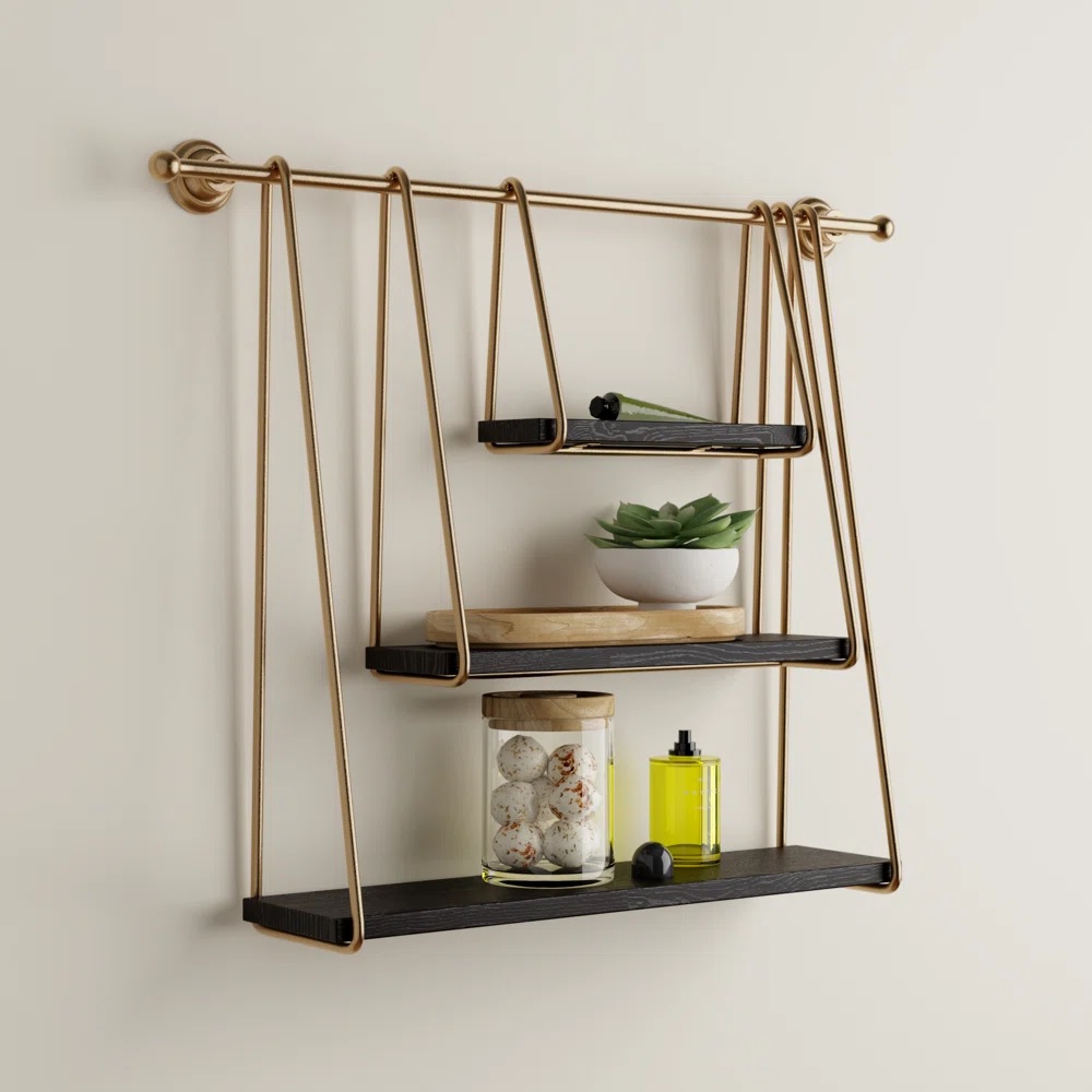 Gold and black hanging shelves