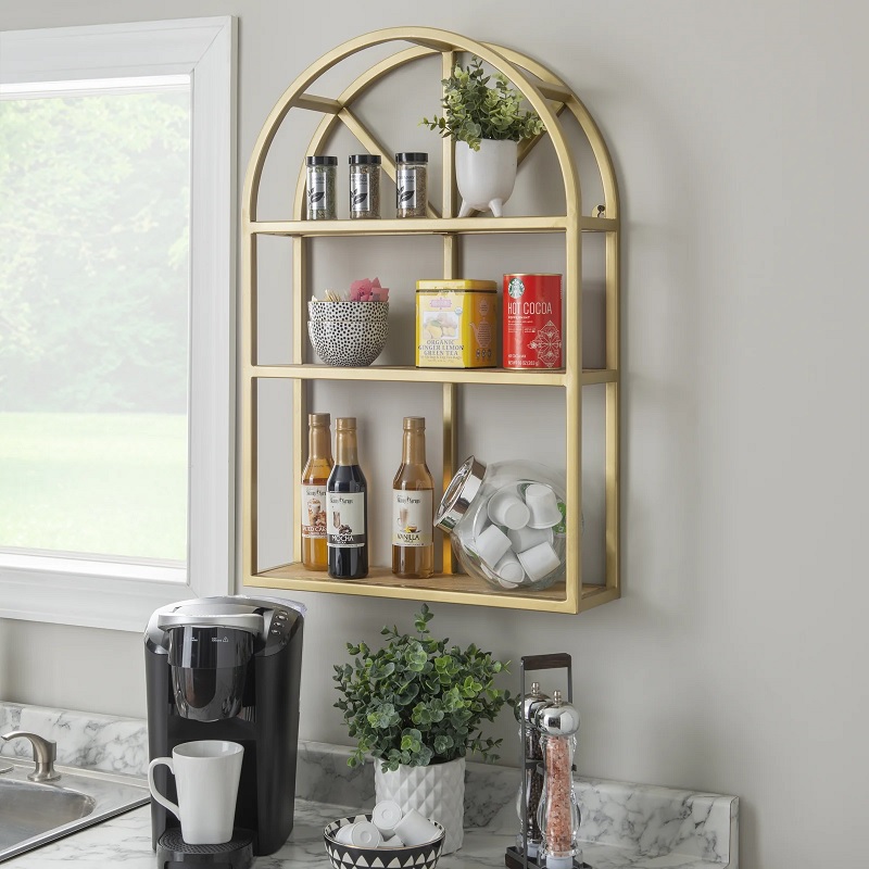 Gold shelves with arched shape