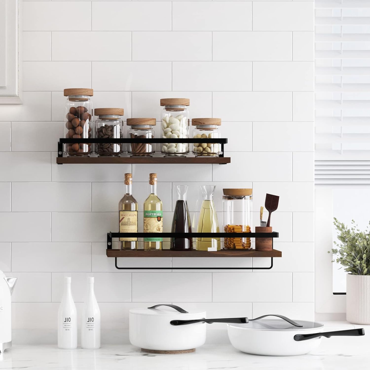 Floating kitchen shelves