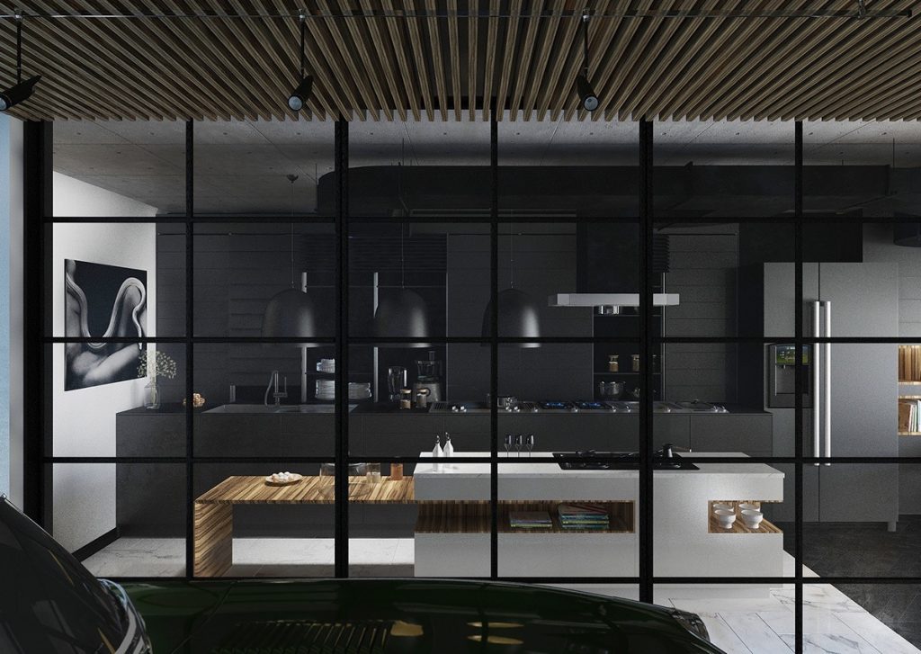 black and white modern kitchen