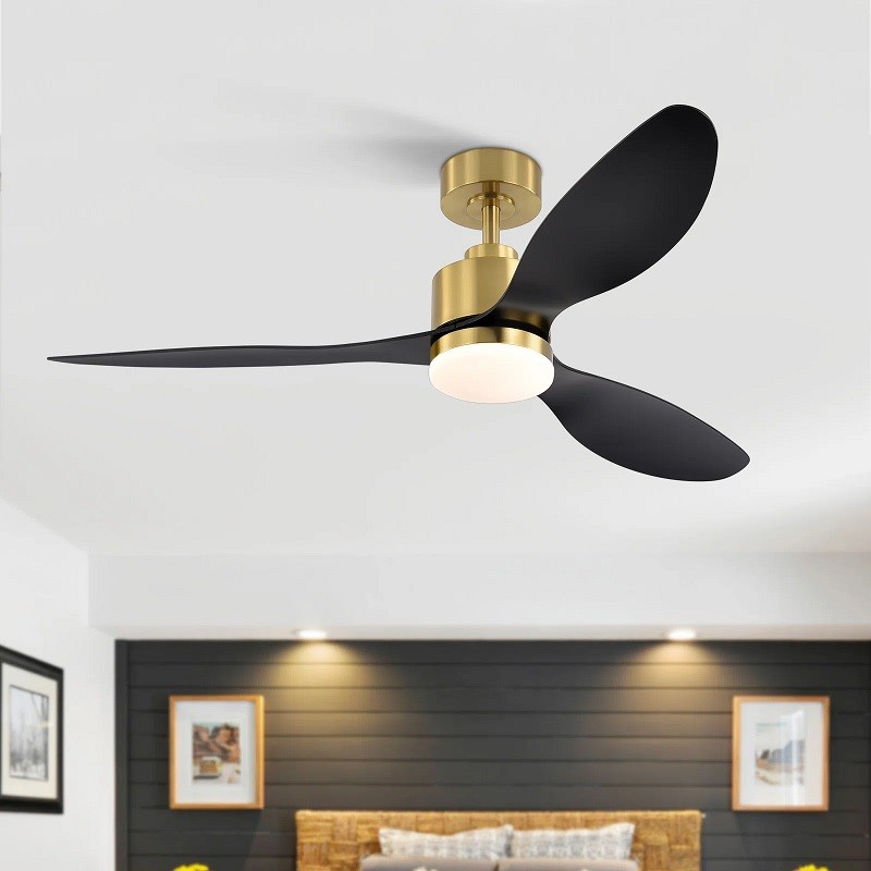 Gold modern fan with black blades