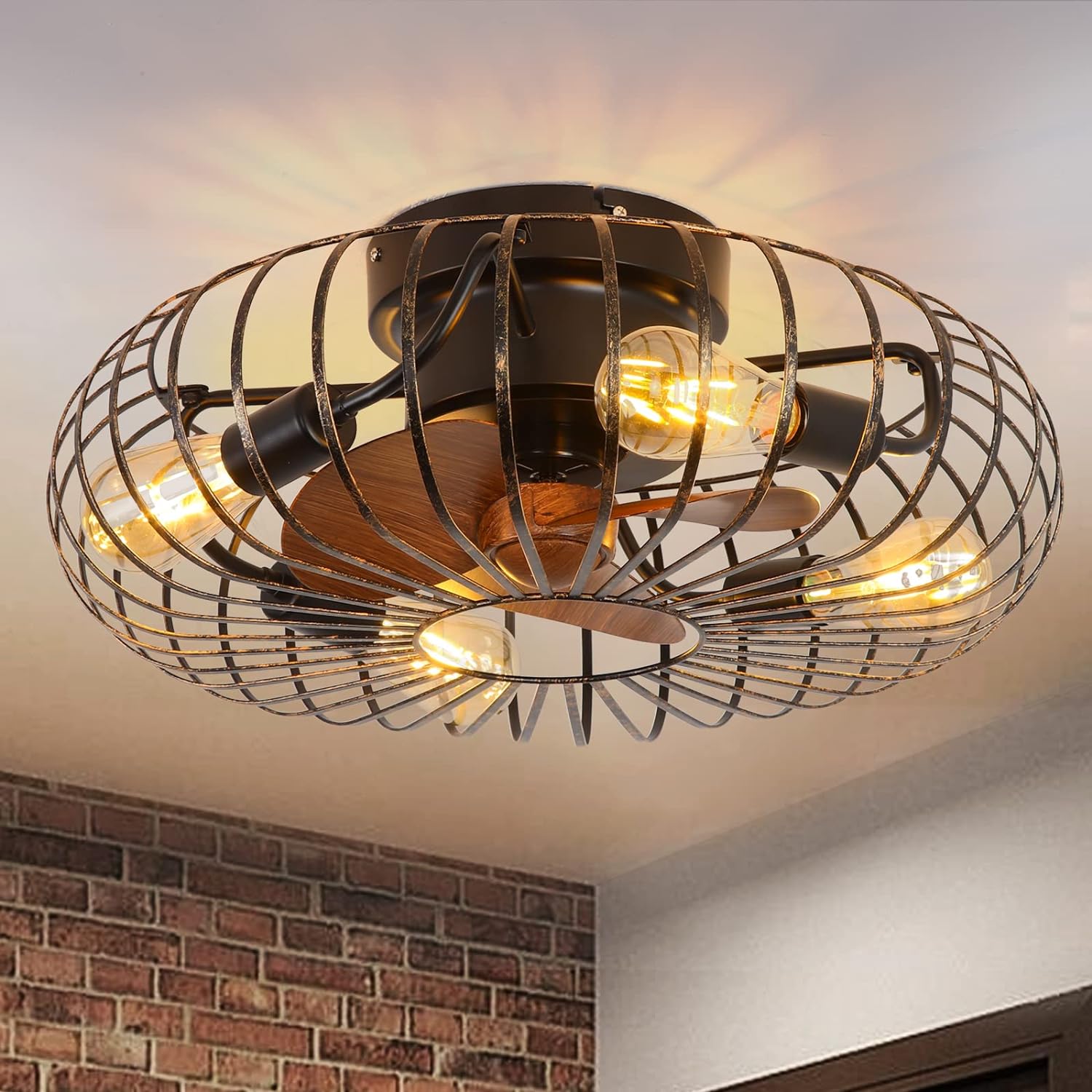 Industrial flush-mount ceiling fan