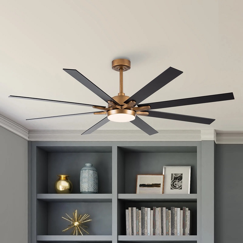 Large copper ceiling fan with black blades