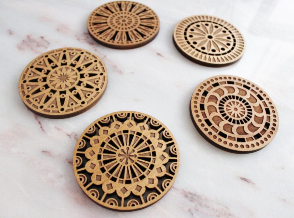 Engraved Design Wood Coasters 