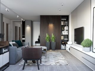 Spacious-Looking, One Bedroom Apartment With Dark Wood Accents