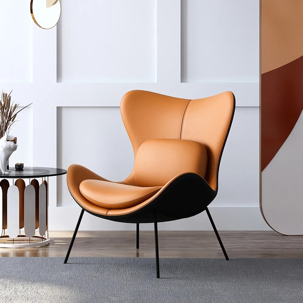 Leather wingback reading chair