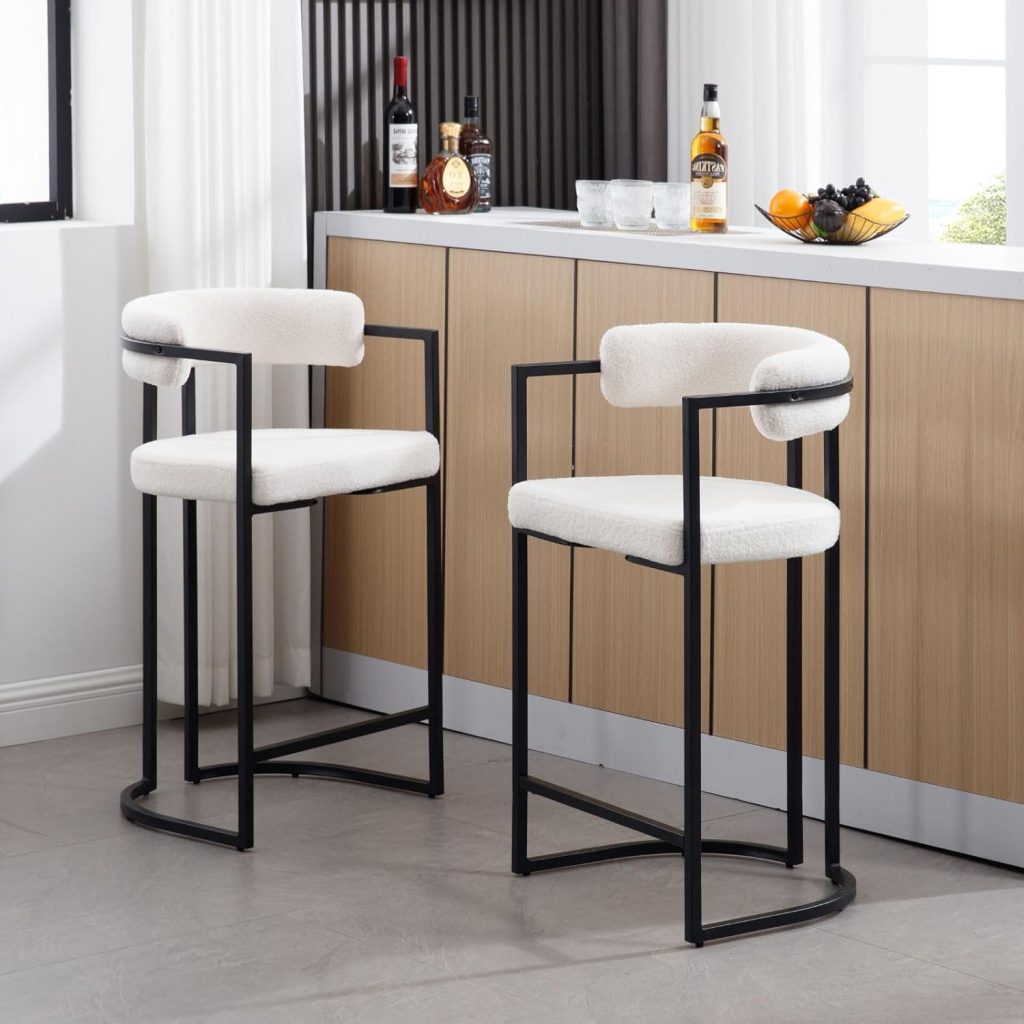 Black and white barrel bar stools