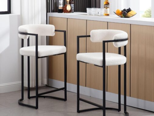 Black and white barrel bar stools