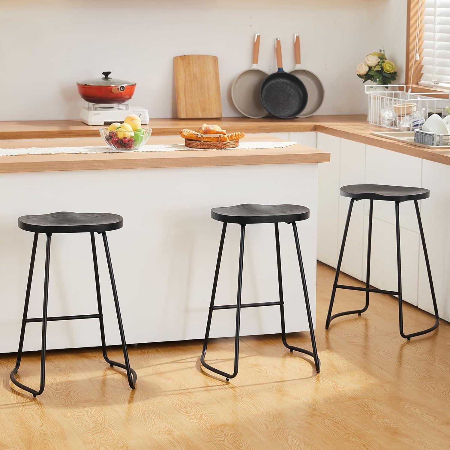 Black wood kitchen bar stools