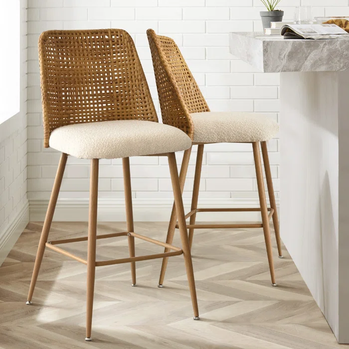 Coastal inspired rattan bar stool