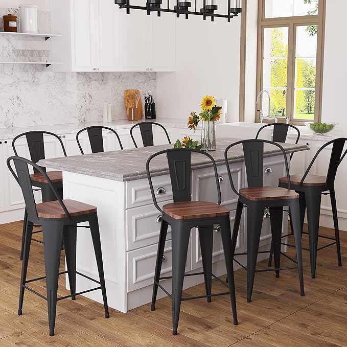 Matte Black Farmhouse bar Stools