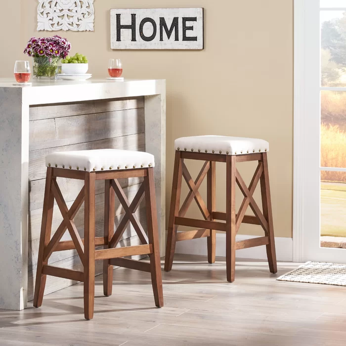 Solid wood frame bar stool set