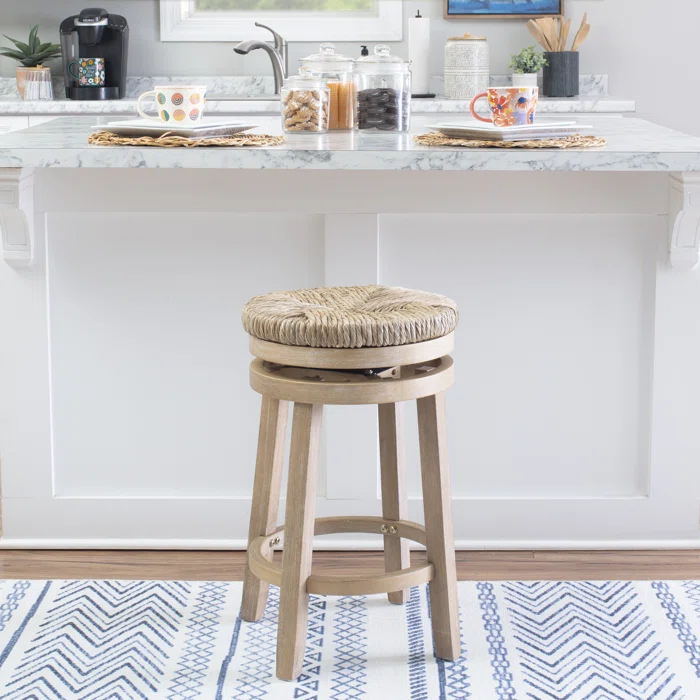 Solid wood woven bar stool