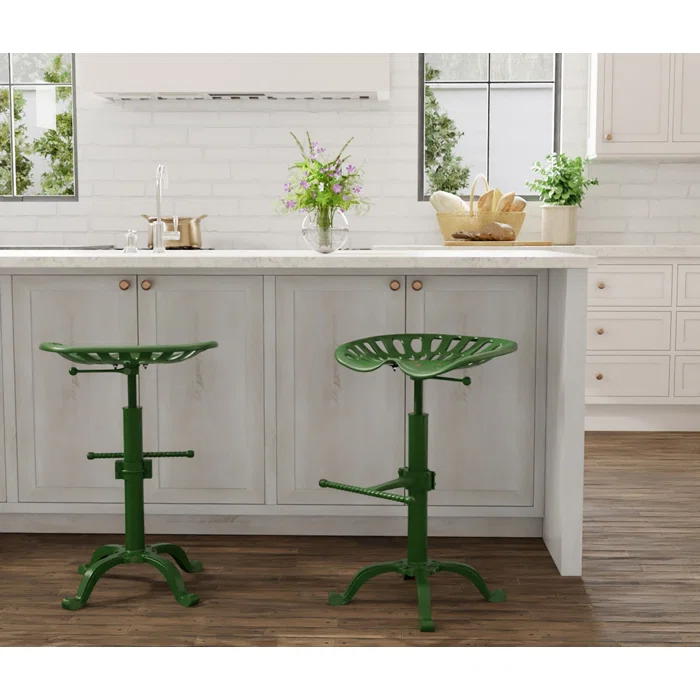 Tractor green metal bar stools