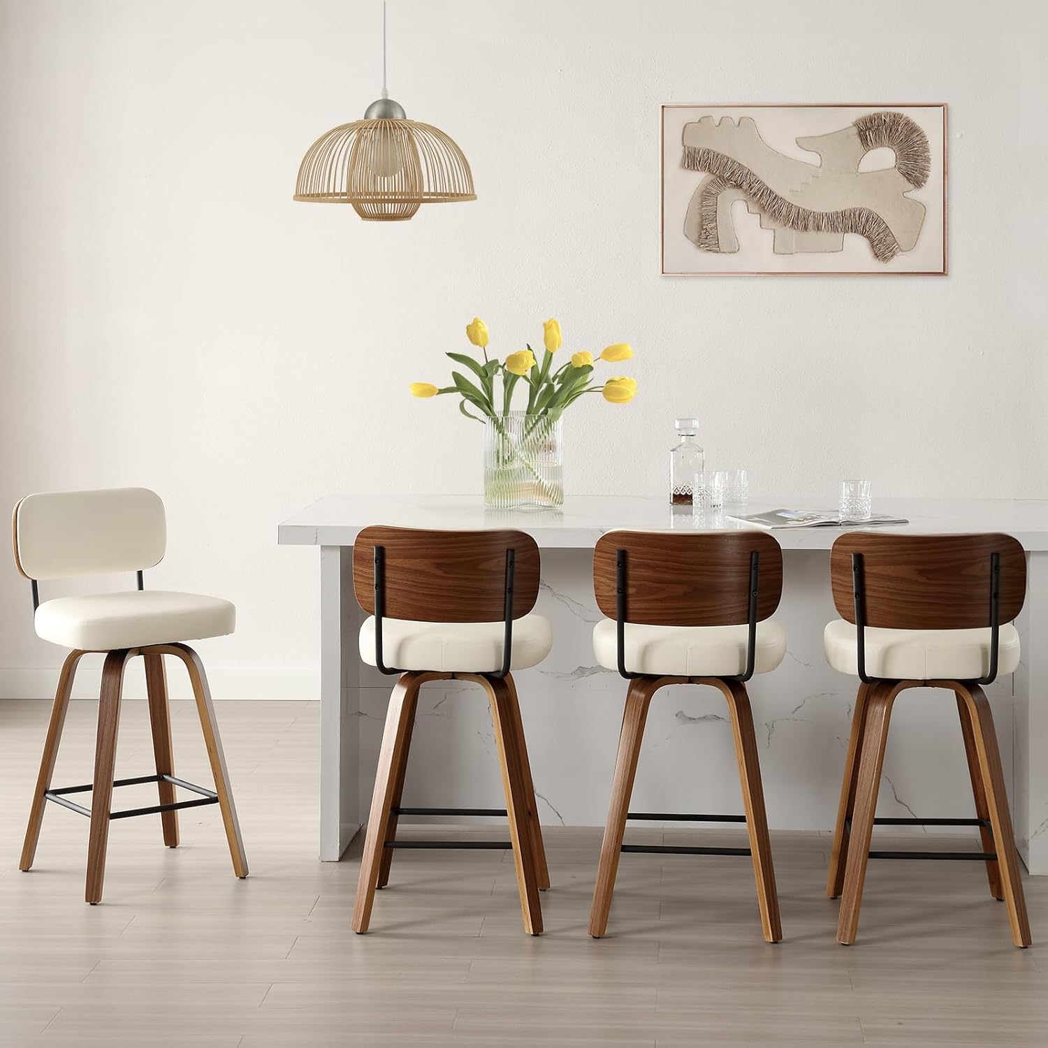 Bekrvio faux leather upholstered bar stools