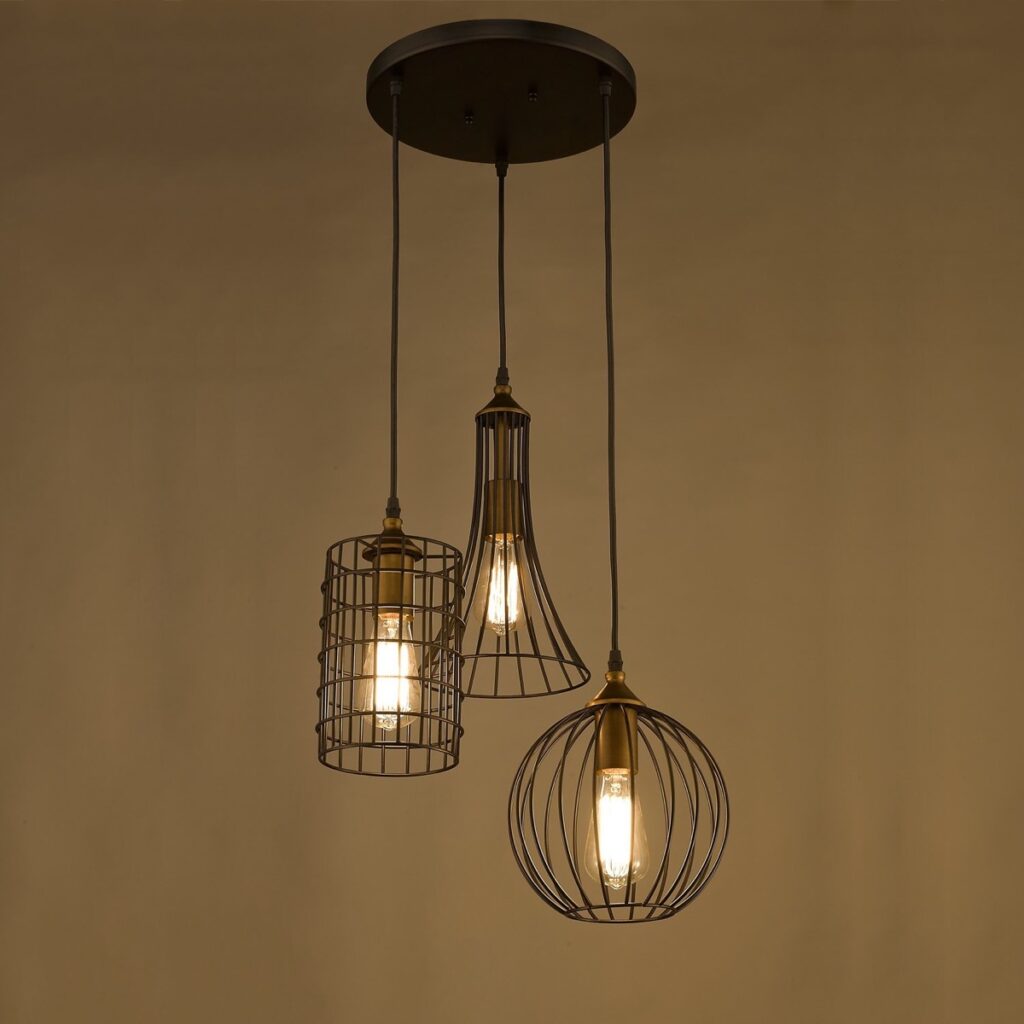 different shape wire industrial cage pendant light | Interior Design Ideas