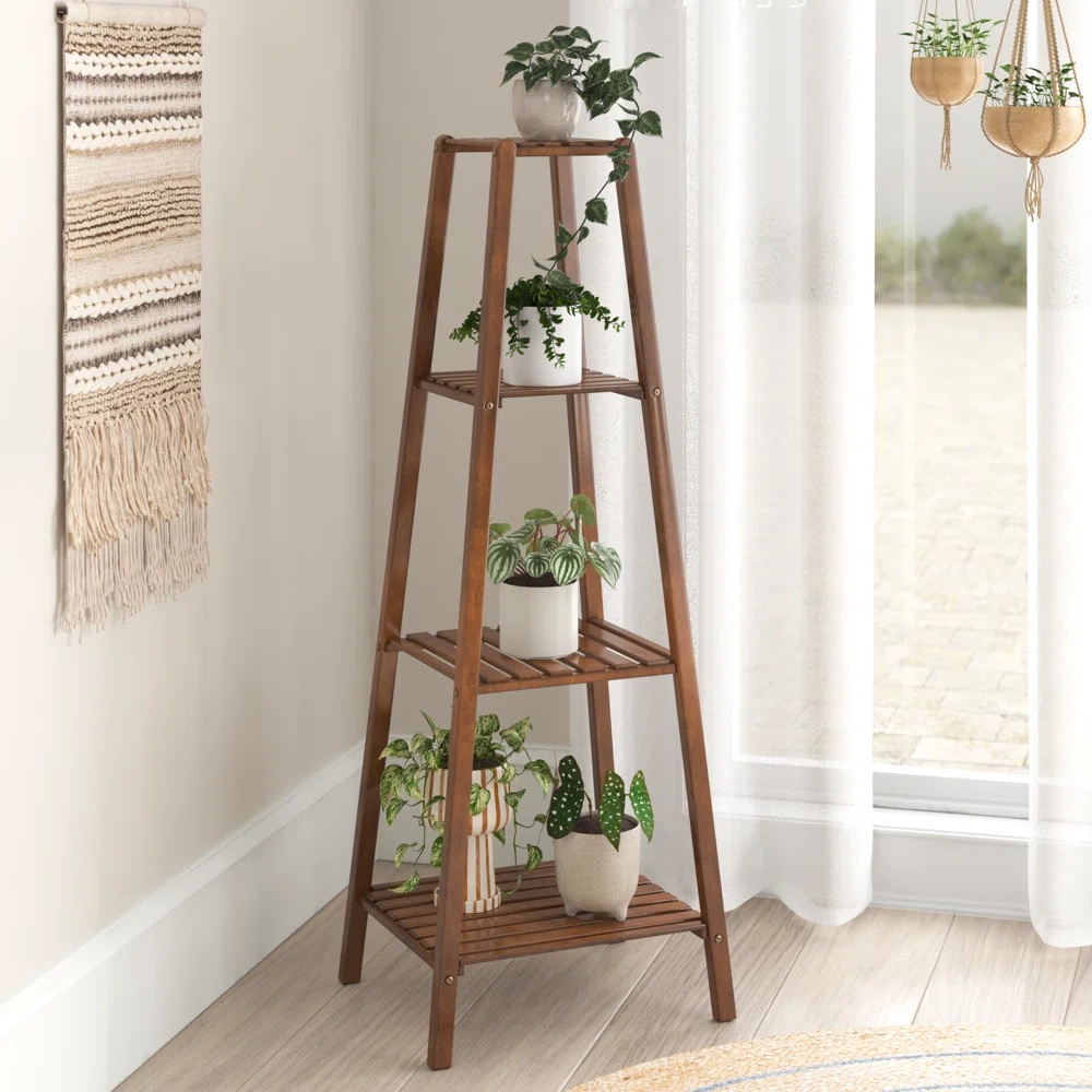 Four-tier wooden plant stand