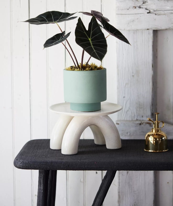 Sculptural white ceramic plant stand