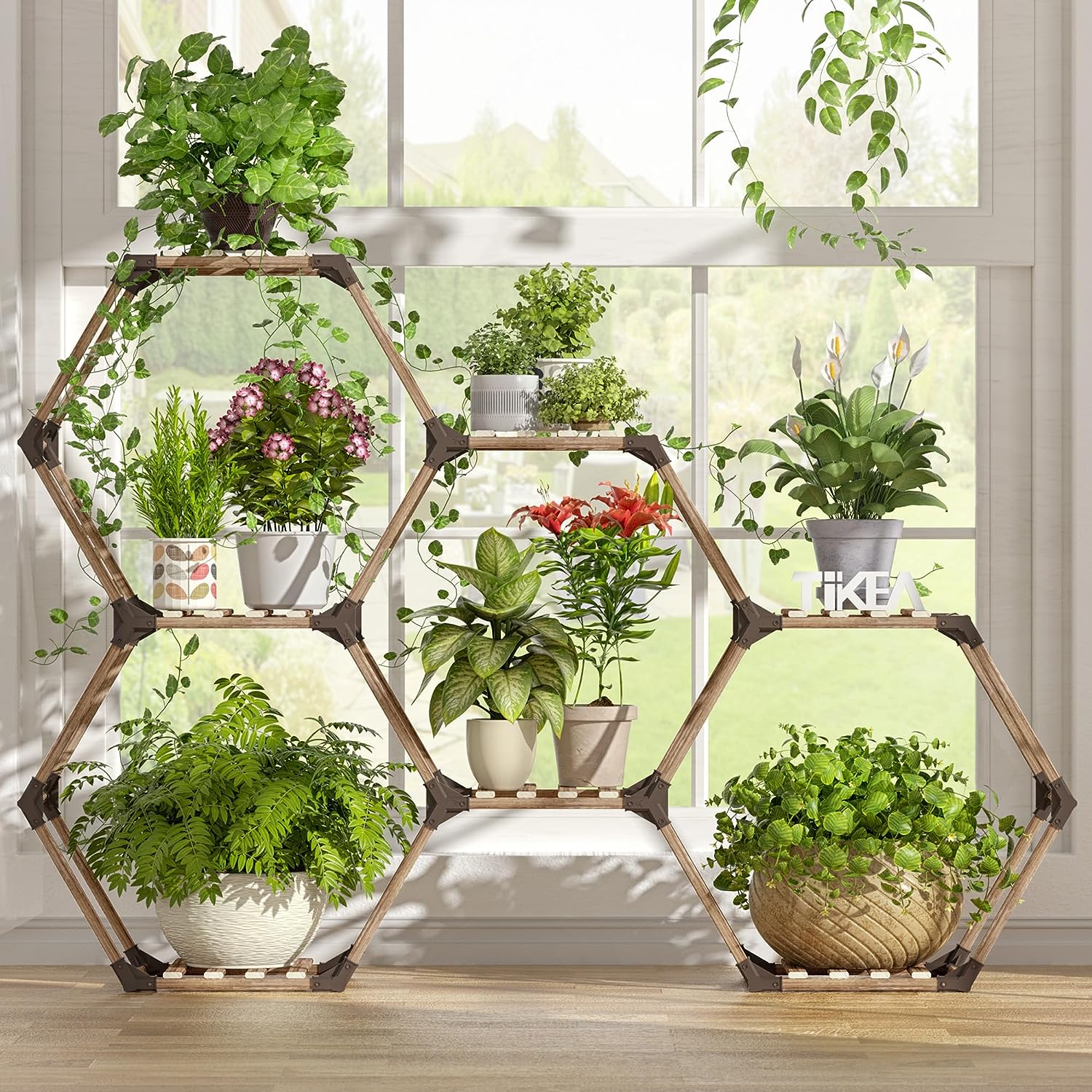 Modular hexagonal plant stand