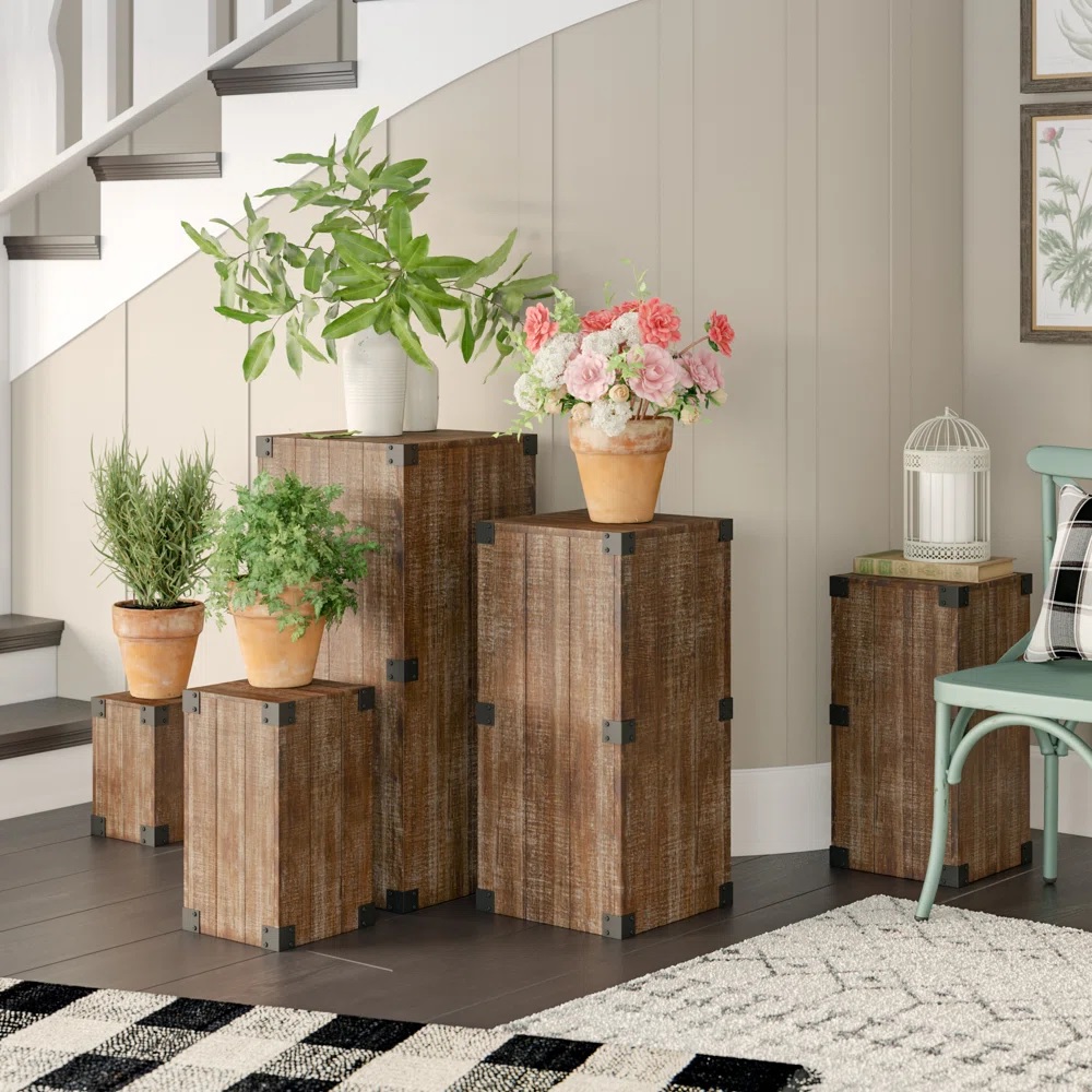 Box-shaped modern farmhouse plant stands