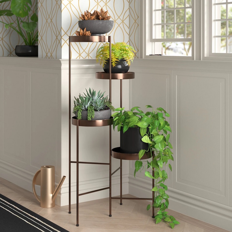 Four-tier bronze plant stand