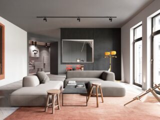 A Sleek Apartment the Divides Rooms Creatively