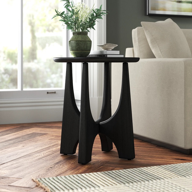 Black end table with modern base