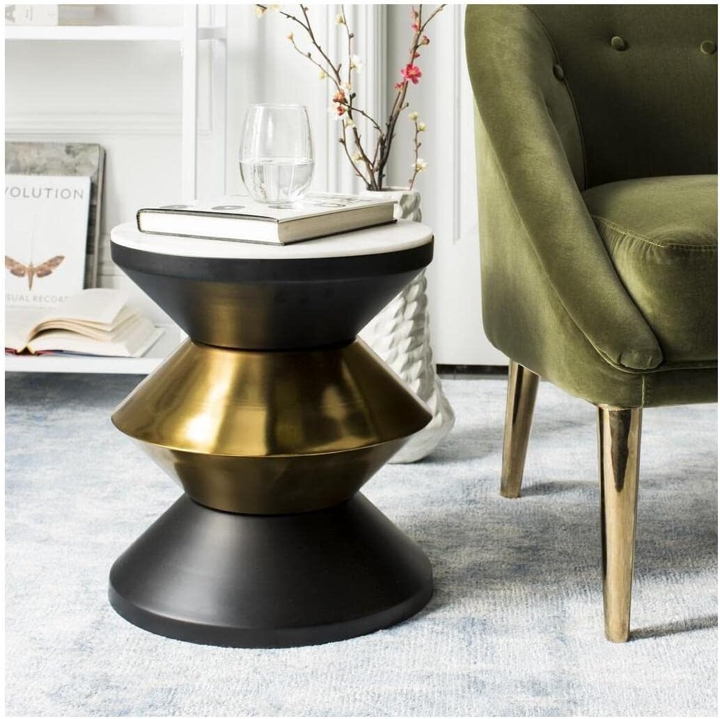 Round end table with zig zag shape