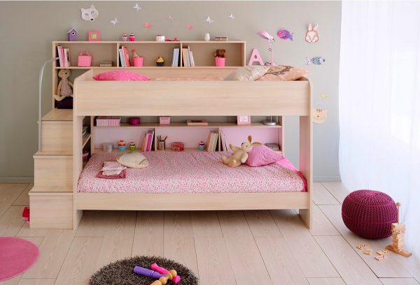 Loft Bed With Drawers Creative And Lovely Pink Two-story Bed For