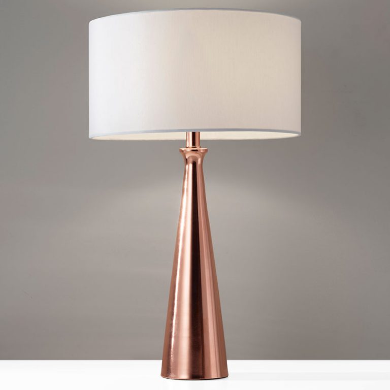 white lampshade copper lamp base | Interior Design Ideas