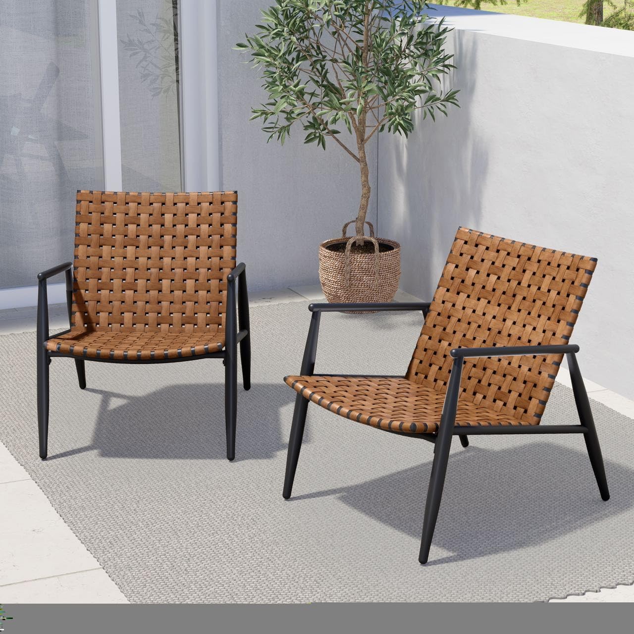 mid century outdoor lounge chairs with faux leather seats