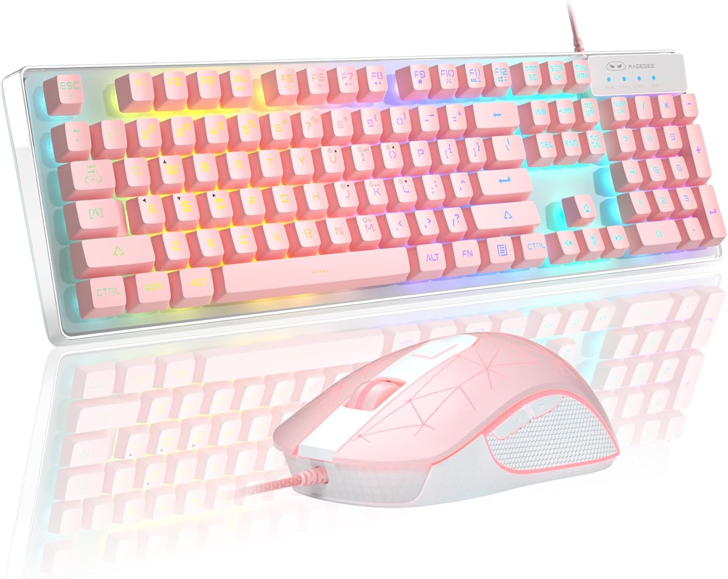 Pink gaming keyboard with mouse combo