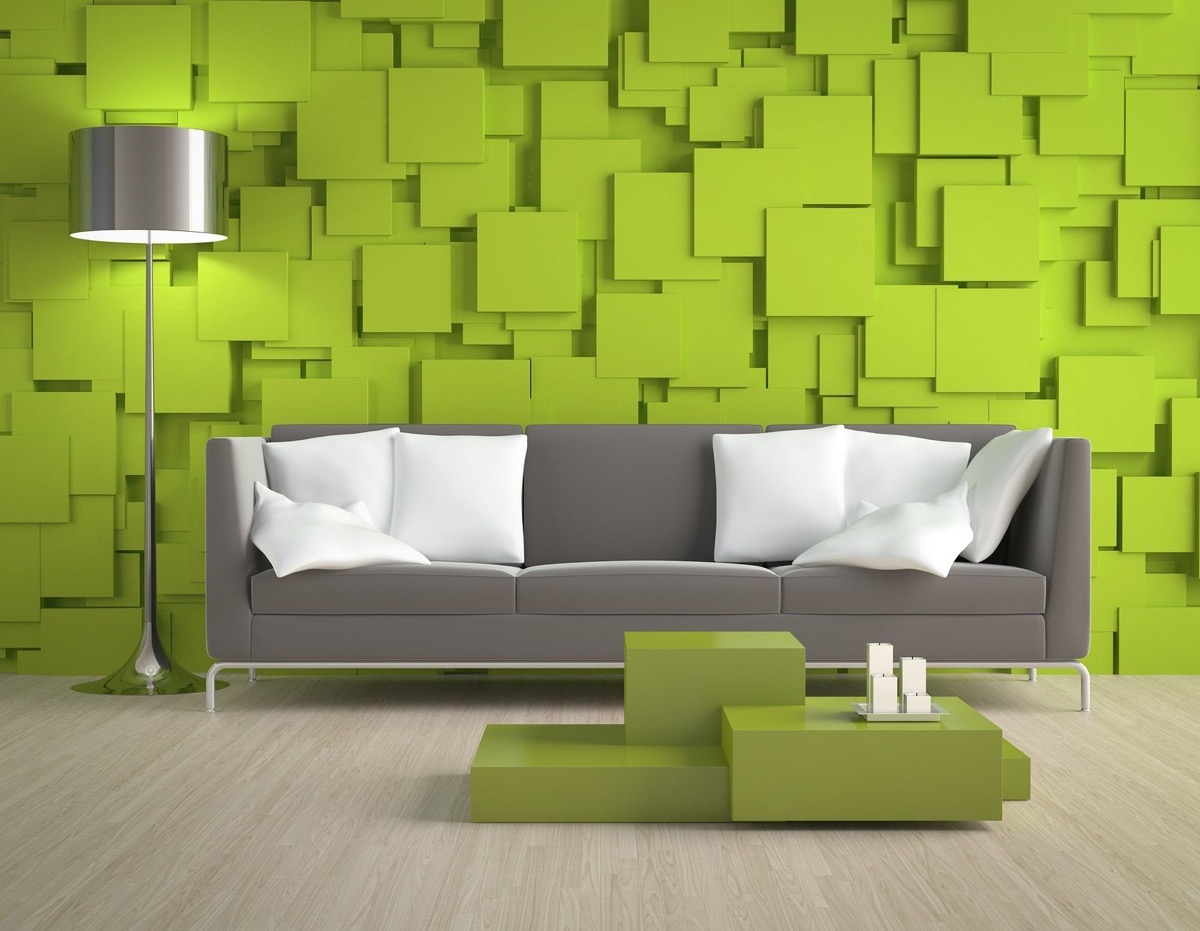 green wall design for living room