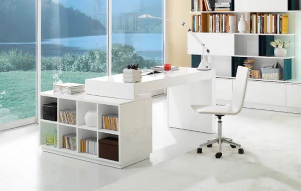 Luxury Mid Century Modern Green Curved Office Desk Computer Desk